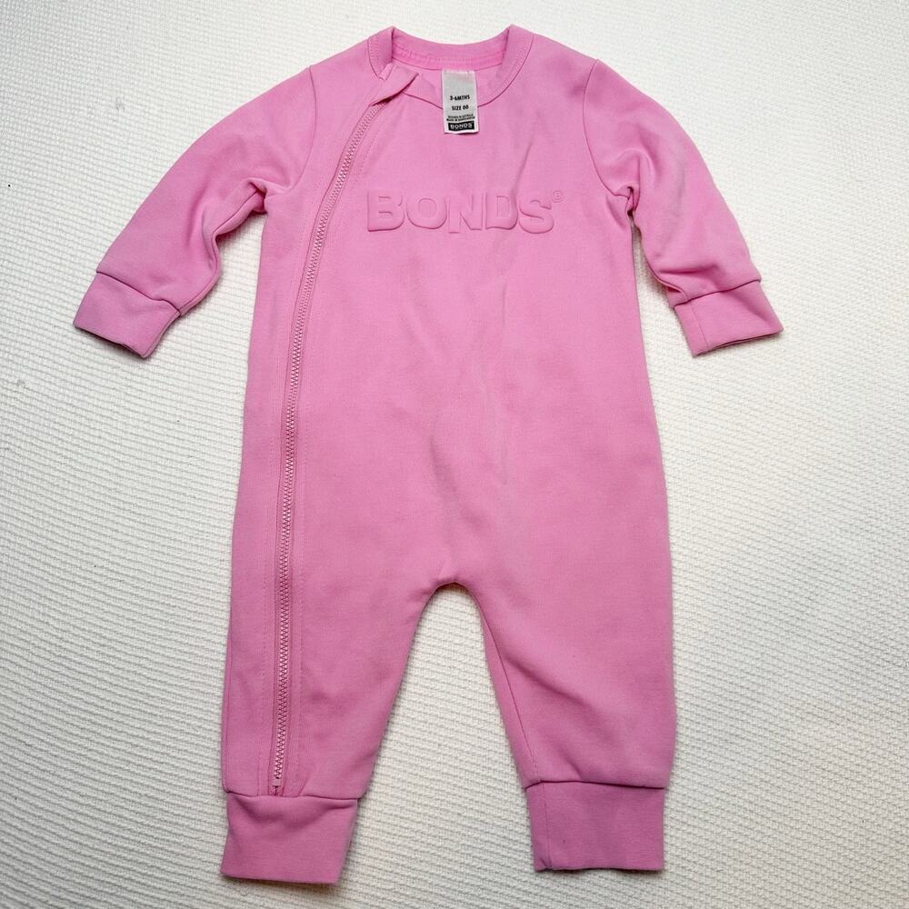 Bonds Baby Tech Sweats Zip Wondersuit pink Romper Zippy Size 3-6 mo Pajamas